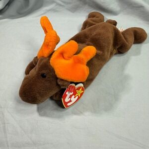 Ty Beanie Baby Chocolate the Moose Plush Toy 1993 Retired PVC Pellets with Tags